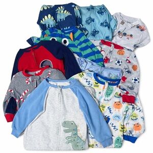 Assorted Baby Onesies PJs Pajamas with Feet in Fun Prints